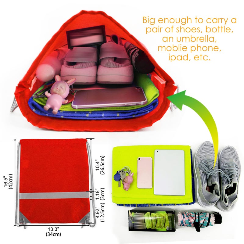 BeeGreen 30 Pieces Red Drawstring Bags Bulk String Backpacks, Cinch Sacks for Gym Sport Trip, Reflective Strips DIY for Women and Men - Image 3